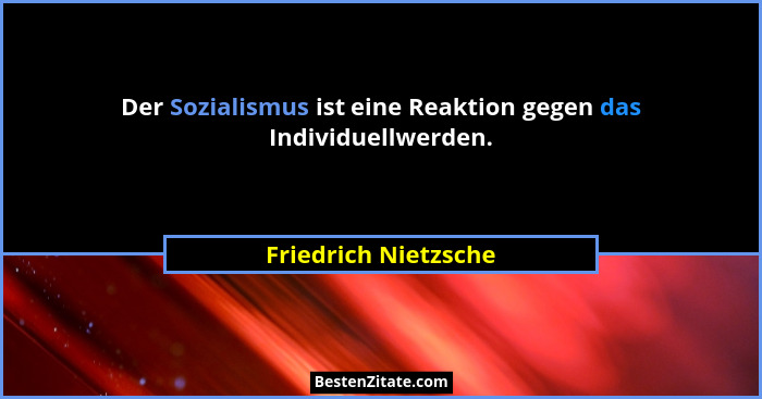 Der Sozialismus ist eine Reaktion gegen das Individuellwerden.... - Friedrich Nietzsche