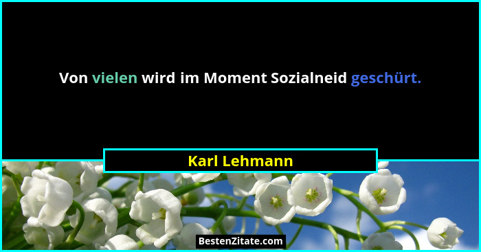 Von vielen wird im Moment Sozialneid geschürt.... - Karl Lehmann
