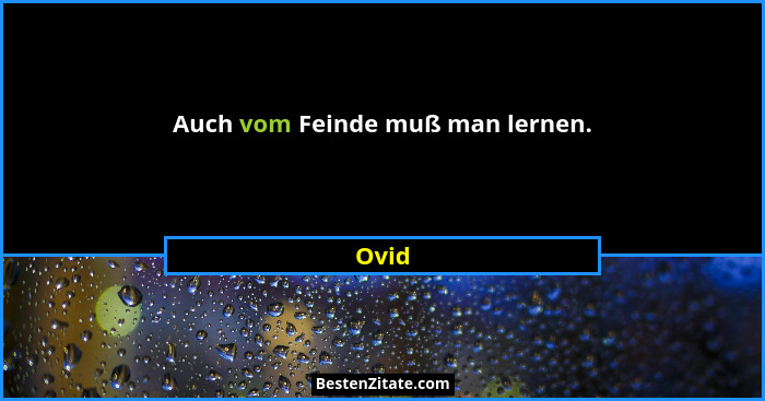 Auch vom Feinde muß man lernen.... - Ovid