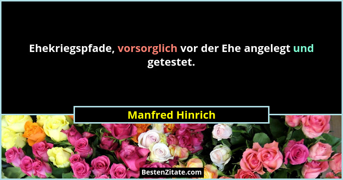 Ehekriegspfade, vorsorglich vor der Ehe angelegt und getestet.... - Manfred Hinrich