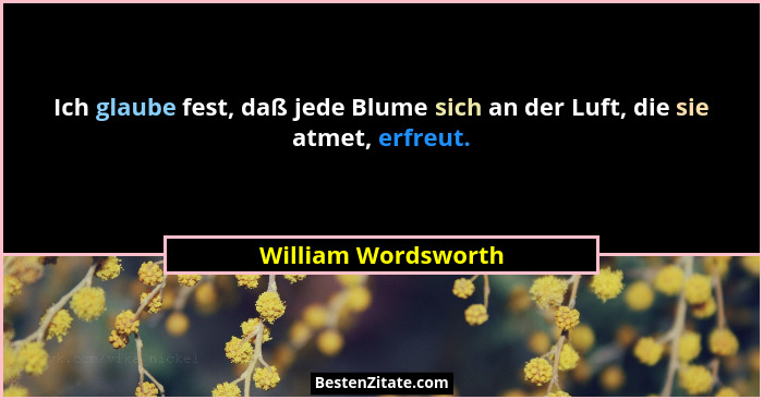 Ich glaube fest, daß jede Blume sich an der Luft, die sie atmet, erfreut.... - William Wordsworth