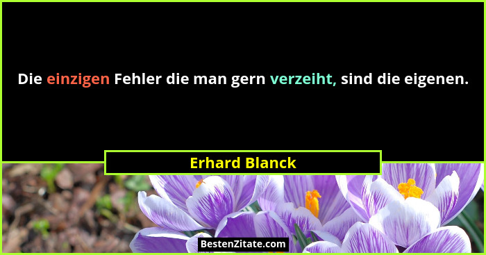 Die einzigen Fehler die man gern verzeiht, sind die eigenen.... - Erhard Blanck