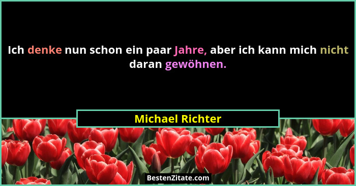 Ich denke nun schon ein paar Jahre, aber ich kann mich nicht daran gewöhnen.... - Michael Richter