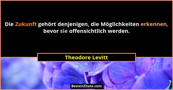 Die Zukunft gehört denjenigen, die Möglichkeiten erkennen, bevor sie offensichtlich werden.... - Theodore Levitt