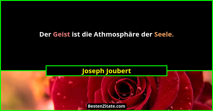 Der Geist ist die Athmosphäre der Seele.... - Joseph Joubert