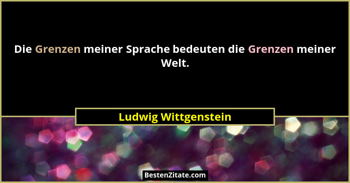Die Grenzen meiner Sprache bedeuten die Grenzen meiner Welt.... - Ludwig Wittgenstein