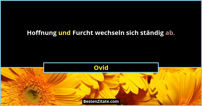 Hoffnung und Furcht wechseln sich ständig ab.... - Ovid