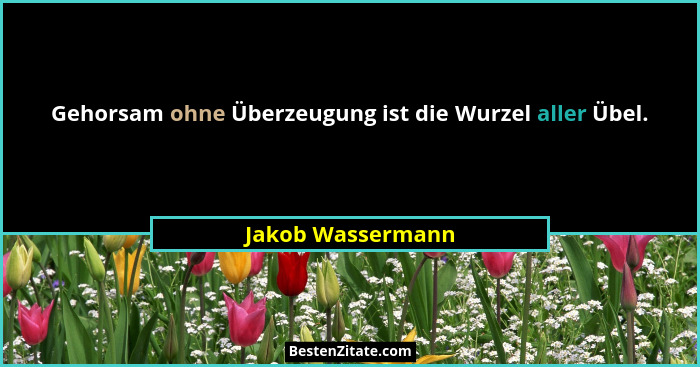 Gehorsam ohne Überzeugung ist die Wurzel aller Übel.... - Jakob Wassermann