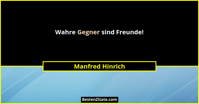 Wahre Gegner sind Freunde!... - Manfred Hinrich