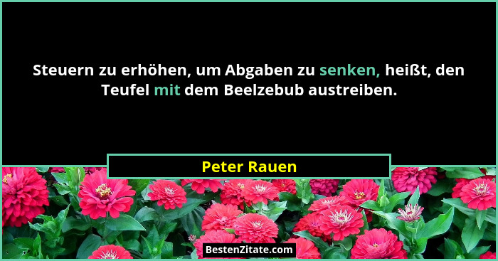Steuern zu erhöhen, um Abgaben zu senken, heißt, den Teufel mit dem Beelzebub austreiben.... - Peter Rauen