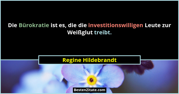 Die Bürokratie ist es, die die investitionswilligen Leute zur Weißglut treibt.... - Regine Hildebrandt