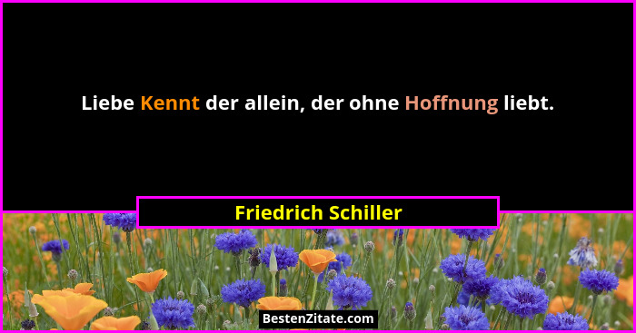Liebe Kennt der allein, der ohne Hoffnung liebt.... - Friedrich Schiller