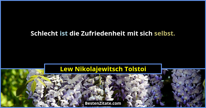 Schlecht ist die Zufriedenheit mit sich selbst.... - Lew Nikolajewitsch Tolstoi