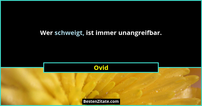 Wer schweigt, ist immer unangreifbar.... - Ovid