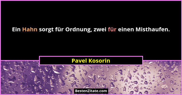 Ein Hahn sorgt für Ordnung, zwei für einen Misthaufen.... - Pavel Kosorin