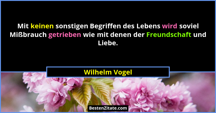 Mit keinen sonstigen Begriffen des Lebens wird soviel Mißbrauch getrieben wie mit denen der Freundschaft und Liebe.... - Wilhelm Vogel