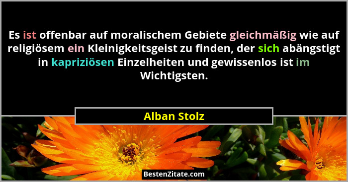 Es ist offenbar auf moralischem Gebiete gleichmäßig wie auf religiösem ein Kleinigkeitsgeist zu finden, der sich abängstigt in kapriziös... - Alban Stolz