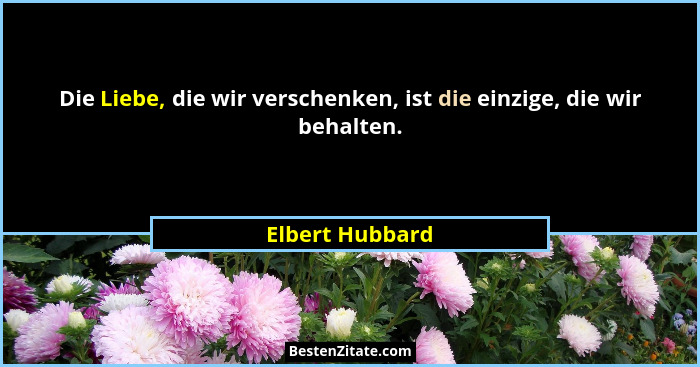 Die Liebe, die wir verschenken, ist die einzige, die wir behalten.... - Elbert Hubbard
