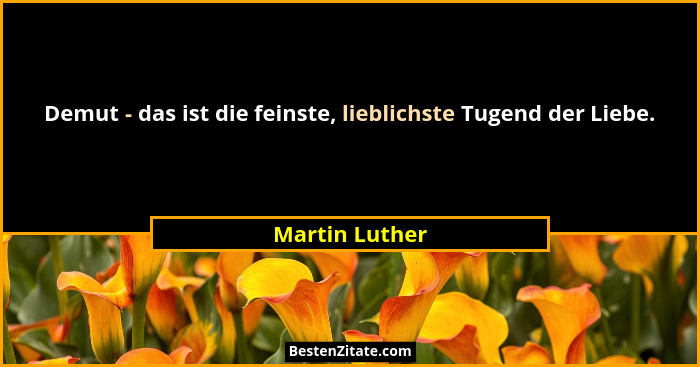 Demut - das ist die feinste, lieblichste Tugend der Liebe.... - Martin Luther