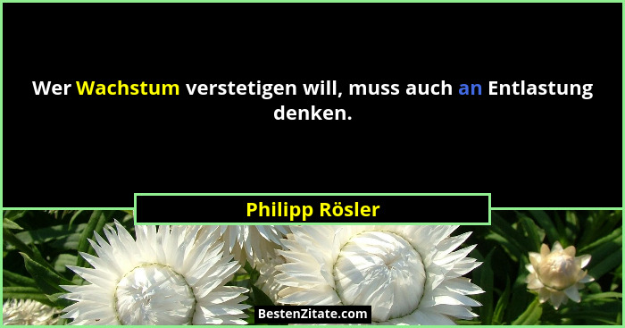 Wer Wachstum verstetigen will, muss auch an Entlastung denken.... - Philipp Rösler