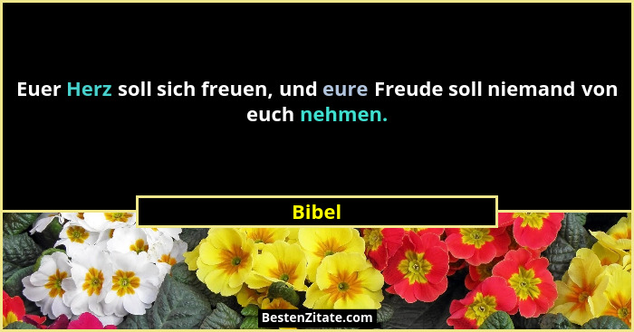 Euer Herz soll sich freuen, und eure Freude soll niemand von euch nehmen.... - Bibel