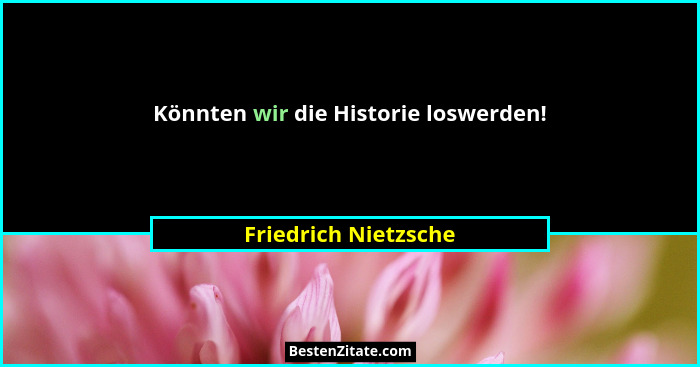 Könnten wir die Historie loswerden!... - Friedrich Nietzsche