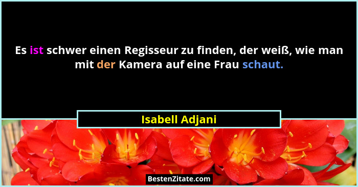 Es ist schwer einen Regisseur zu finden, der weiß, wie man mit der Kamera auf eine Frau schaut.... - Isabell Adjani