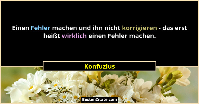 Einen Fehler machen und ihn nicht korrigieren - das erst heißt wirklich einen Fehler machen.... - Konfuzius