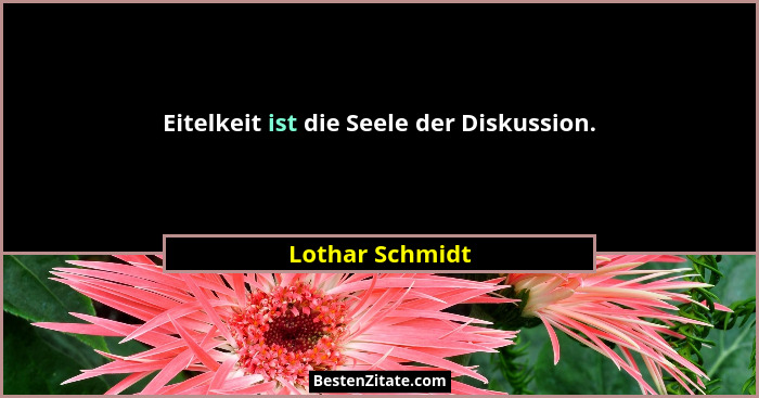 Eitelkeit ist die Seele der Diskussion.... - Lothar Schmidt