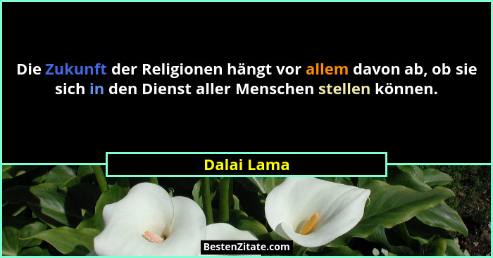 Die Zukunft der Religionen hängt vor allem davon ab, ob sie sich in den Dienst aller Menschen stellen können.... - Dalai Lama