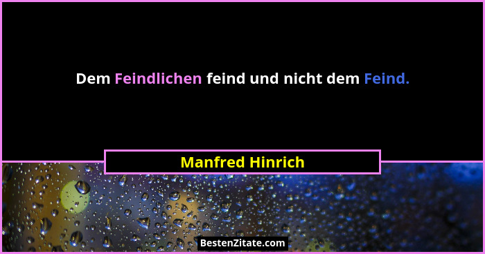 Dem Feindlichen feind und nicht dem Feind.... - Manfred Hinrich