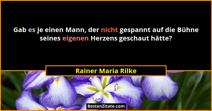 Gab es je einen Mann, der nicht gespannt auf die Bühne seines eigenen Herzens geschaut hätte?... - Rainer Maria Rilke