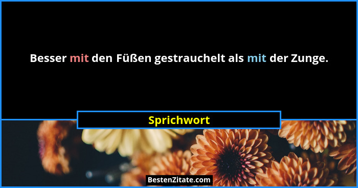 Besser mit den Füßen gestrauchelt als mit der Zunge.... - Sprichwort