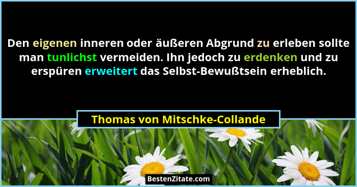 Den eigenen inneren oder äußeren Abgrund zu erleben sollte man tunlichst vermeiden. Ihn jedoch zu erdenken und zu erspü... - Thomas von Mitschke-Collande