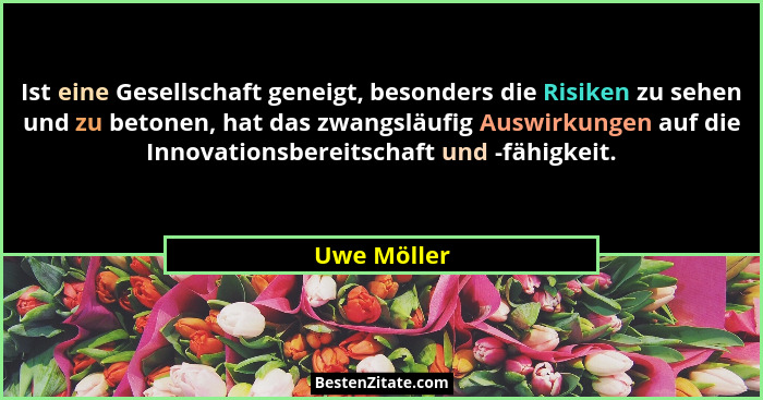 Ist eine Gesellschaft geneigt, besonders die Risiken zu sehen und zu betonen, hat das zwangsläufig Auswirkungen auf die Innovationsbereit... - Uwe Möller