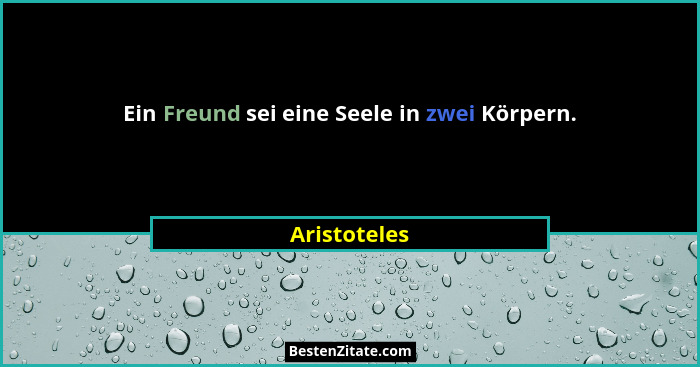 Ein Freund sei eine Seele in zwei Körpern.... - Aristoteles