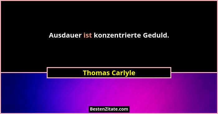 Ausdauer ist konzentrierte Geduld.... - Thomas Carlyle