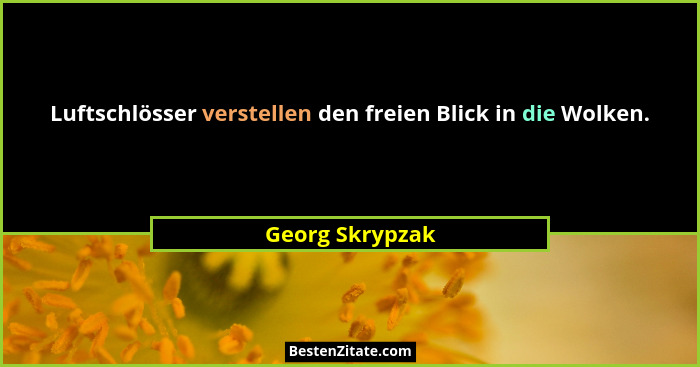 Luftschlösser verstellen den freien Blick in die Wolken.... - Georg Skrypzak