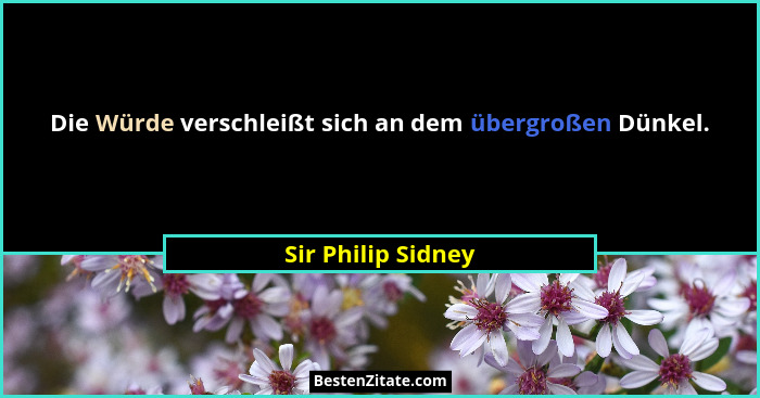Die Würde verschleißt sich an dem übergroßen Dünkel.... - Sir Philip Sidney