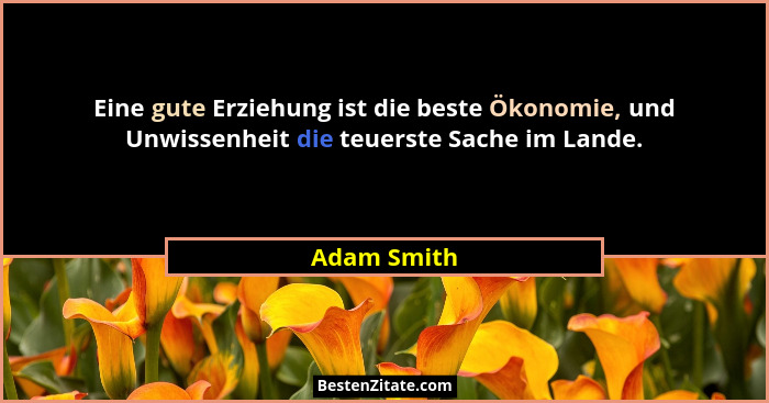 Eine gute Erziehung ist die beste Ökonomie, und Unwissenheit die teuerste Sache im Lande.... - Adam Smith