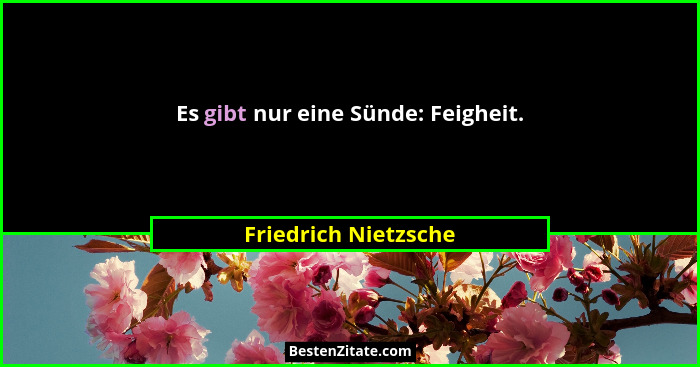 Es gibt nur eine Sünde: Feigheit.... - Friedrich Nietzsche