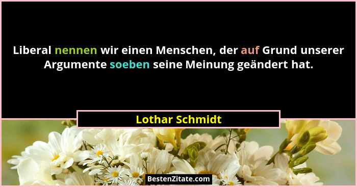 Liberal nennen wir einen Menschen, der auf Grund unserer Argumente soeben seine Meinung geändert hat.... - Lothar Schmidt