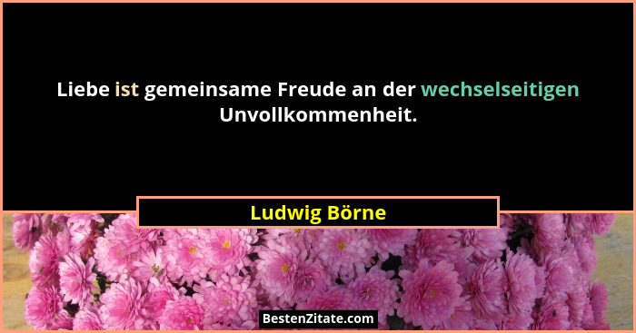 Liebe ist gemeinsame Freude an der wechselseitigen Unvollkommenheit.... - Ludwig Börne