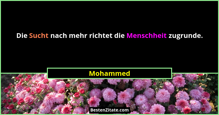 Die Sucht nach mehr richtet die Menschheit zugrunde.... - Mohammed