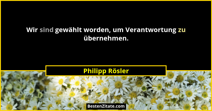 Wir sind gewählt worden, um Verantwortung zu übernehmen.... - Philipp Rösler