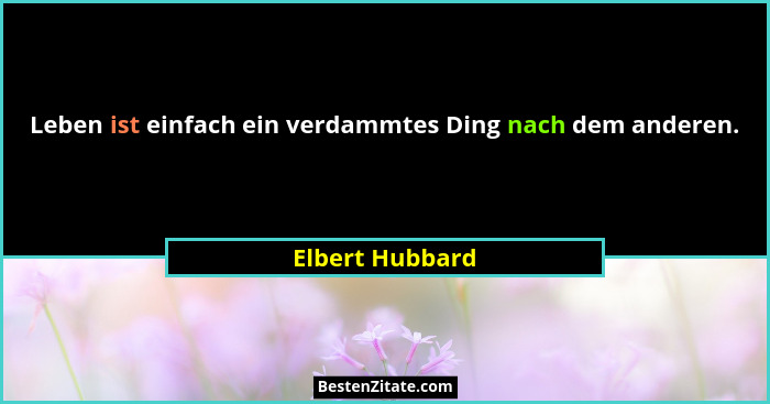 Leben ist einfach ein verdammtes Ding nach dem anderen.... - Elbert Hubbard