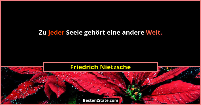 Zu jeder Seele gehört eine andere Welt.... - Friedrich Nietzsche