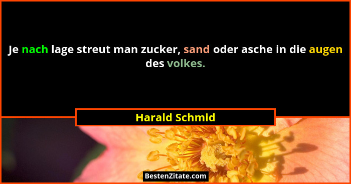 Je nach lage streut man zucker, sand oder asche in die augen des volkes.... - Harald Schmid