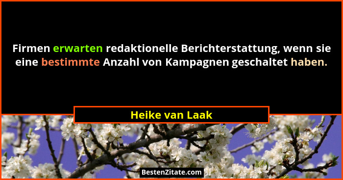 Firmen erwarten redaktionelle Berichterstattung, wenn sie eine bestimmte Anzahl von Kampagnen geschaltet haben.... - Heike van Laak