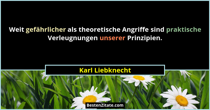 Weit gefährlicher als theoretische Angriffe sind praktische Verleugnungen unserer Prinzipien.... - Karl Liebknecht